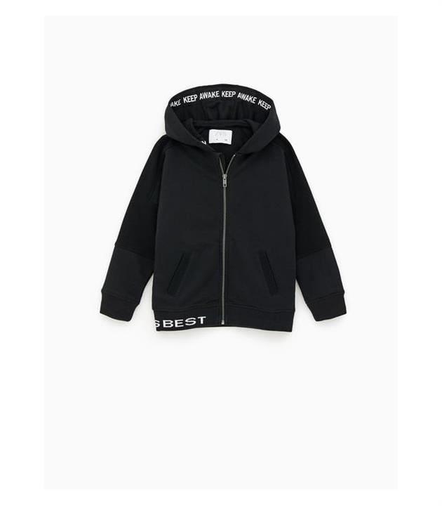 سویشرت هودی مشکی پسرانه زارا